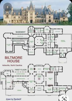 the floor plan for a large house with lots of rooms and bathrooms, including a second story