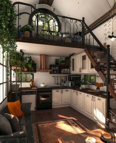 Tiny House Aesthetic Exterior, Small Loft House Exterior, Tiny House Design Floor Plans Loft, Modern Tiny House Interior, Cottagecore Tiny House, Boho Tiny House, Interior Tiny House, Tiny House Porch, Adventure House