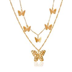 Material: Alloy Fashion Element: Butterfly Style: INS Style Gold Metal Butterfly Necklace For Party, Moon Butterfly, Necklaces Long, Charm Choker Necklace, Metal Letter, Tassels Fashion, Metal Letters, Star Moon, Butterfly Necklace