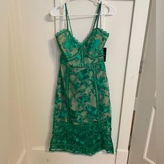 Nwt Lulus Green Lace Dress, Tan Lining, Size M, Zipper Enclosure. Beautiful Dress! Perfect For Any Event. Green Lined Midi Dress For Party, Sleeveless Green Dress With Lace-up Back, Lulus Green Dress, Green Lace Dress For Date Night, Green Lace Vacation Dress, Green Lace Sleeveless Maxi Dress, Green Lace V-neck Dress, Sleeveless Green Lace Midi Dress, Green Lace V-neck Midi Dress