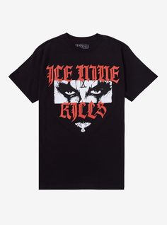 Ice Nine Kills and The Crow... a marriage made in hell! This collab tee is printed with a panel showing Eric Draven's revenge-filled eyes  with Ice Nine Kills' text logo and The Crow symbol below.100% cottonWash cold; dry lowImportedListed in men'sunisex sizes Alternative Style Fan Merchandise T-shirt With Front Print, Edgy Fan Merchandise T-shirt With Logo Print, Edgy T-shirt For Fan Merchandise With Logo Print, Edgy T-shirt With Logo Print For Fan Merchandise, Crow Symbol, Ice Nine Kills, Ice Nine, Music Tees, The Crow