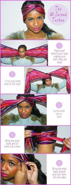 Hair - Haare Scarf Tying Hair, Turban Tutorial, Scarf Tutorial, Bangs Curly, Scarf Tying, Hair Curly