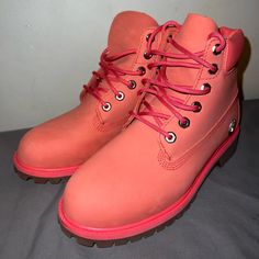 Timberland Boots Size 6.5/8 Women In Excellent Condition. No Original Box. Pink Timberland Boots Outfit, Pink Timberland Boots, Pink Timberlands, Timberland Boots Outfit, Timberlands, Timberlands Shoes, Timberlands Women, Timberland Shoes, Shoes Collection