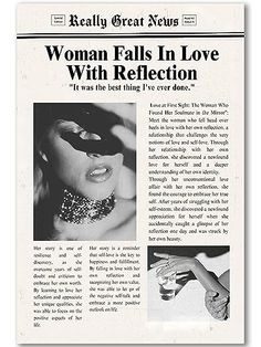 an article from the daily news about woman falls in love with reflection, which features photos of women's faces