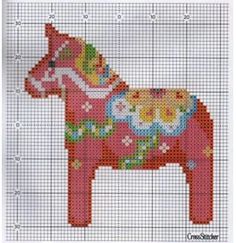 a cross - stitch pattern of a pink horse with flowers on it's body