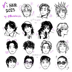 some drawings of different hairs styles and haircuts for men, with the names v's hair 2012 - 2013