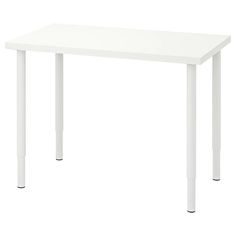 a white table on a white background with one leg extended and the other end down