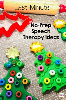 no - prep speech therapy ideas for kids to use in the holiday season, including christmas trees and doughnuts