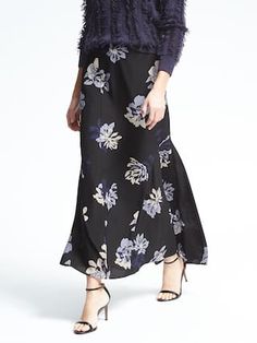 Flounce Floral Maxi Skirt Long Ruffle Skirt, Ruffle Maxi Skirt, Flounce Skirt, Ankle Length Skirt, Petite Skirt, Floral Maxi Skirt, Long Skirts, Skirt Long, Floral Print Skirt