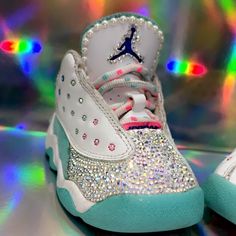 Gently Used As Pictures And Video Shows Casual Lace-up Sneakers For Birthday, White High-top Sneakers For Birthday, Cute Low-top Sneakers For Birthday, Casual High-top Sneakers For Birthday, Bedazzled Shoes, Jordan White, As Pictures, Kids Jordans, Jordan Shoes