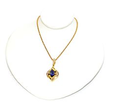 Cocktail Necklace, Tanzanite Necklace, Necklace Birthstone, Tanzanite Diamond, Natural Tanzanite, Yellow Gold Pendants, Burgundy Color, Birthstone Necklace, Gold Pendant Necklace