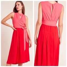 Nwt Mare Mare Anthropologie Pietra Pink Red Colorblock Dress Size Petite Xs. Bran New. Never Worn. Tags Are Still Attached. Tiny Pinhole On The Back (Pictured) Red And Pink Colorblock Waist Tie Sleeveless Button And Loop Closure Back Zip Closure Midi Length Size Petite Xs Pit To Pit: 16.5” Collar To Hem: 43” Waist Across: 13” Red Color Block Party Dress, Chic V-neck Color Block Midi Dress, Chic Color Block Midi Dress With V-neck, Elegant Spring Color Block Midi Dress, Elegant Color Block Midi Dress For Spring, Chic Pink Color Block Midi Dress, Red Fitted Color Block Dress, Fitted Color Block Red Dress, Fitted Red Color Block Dress