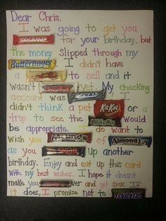 an art work with candy and words on it