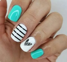 Turquoise Nail Ideas, Nails Verano, Arrow Nails, Shellac Nail Art, Super Cute Nails, Hello Nails, Simple Gel Nails, Makijaż Smokey Eye, Cute Gel Nails