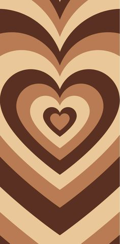 a brown and white heart shaped pattern on a beige, black and tan background with horizontal stripes