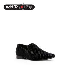 in stock Black Goodyear Welted Slip-ons, Formal Dress Shoes With Textured Sole, Black Branded Insole Slip-ons For Semi-formal Occasions, Designer Black Slip-on Shoes, Semi-formal Black Slip-ons With Branded Insole, Loafer Shoes, Shoes Online, Black Velvet, Black Shoes