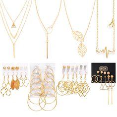 PRICES MAY VARY. 【VARIOUS STYLES】：Package including 24 pairs earrings and 4 Pairs Necklaces ,Each pair can create a woman’s and girl’s different style and show the charm, suit for a variety of occasions and Create a unique you. 【PERFECT DESIGN】：Made of high quality alloy. High color endurance. Very environmental protection. Each pair of earrings and necklaces is very light and will not put any burden on your ears and neck. 【EASY MATCH】：These earrings and necklaces have various styles which can b Valentine Birthday Party, Valentines Birthday Party, Buy Necklace, Women's Jewelry Sets, Valentine Birthday, Birthday Party Gift, Earring Jewelry, Star Earrings, Party Gifts