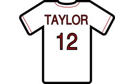 a white and red soccer jersey with the name taylor 12 on it's chest