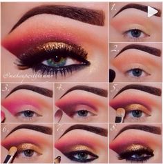 Fire red Eye Make Up Videos, Makeup Suggestions, Dramatic Wedding Makeup, Contour Makeup Tutorial, Makeup Pictorial, Make Up Tutorials, Dramatic Eye Makeup, Top Makeup