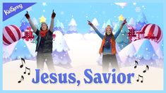 two women standing in front of a christmas scene with the words jesus, savor