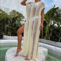 New W/ Tags! Cream Tulum Cover Up Dress Isle Of Vibe Www.Isleofvibe.Com Summer Beige Knit Cover-up, White Knit Beachwear Cover-up, Knit Cover-up For Beach Party In Spring, Spring Beach Party Knit Cover-up, Knit Cover-up For Spring Beach Party, White Knitted Cover-up For Vacation, Summer Knit Beach Party Cover-up, Chic Knit Beach Cover-up, Summer Knit Cover-up For Beach Party