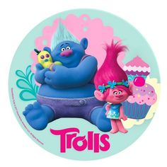 a sticker with an image of the characters from the movie, trolls