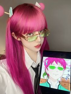 Saiki K Makeup Look, Anime Cosplay Costume, Female Saiki Cosplay, Subtle Anime Cosplay, Saiki K Costume Girl, Saiki K Halloween Costume, Cosplay Characters For Women, Saki K Cosplay, Saiki K Outfit Ideas