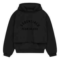 Fear of God Essentials SS24 Nylon Fleece Hoodie 'Jet Black' 202SP244324F Essentials Hoodie, Fear Of God Essentials, Fear Of God, Hooded Sweater, Jet Black, Fleece Hoodie, Winter Collection, Quick Saves, Black