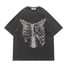 Introducing our Washed Skeleton Print T-shirt, a stylish and sophisticated addition to any wardrobe. This premium tee features a unique washed skeleton design that is both edgy and artistic. Made with high-quality materials, this shirt is sure to make a lasting impression. Elevate your style with our Washed Skeleton Print T-shirt. Features: -90% Cotton, 10% Spandex -Crew neckline -Skeleton graphic design -Regular fit -Unisex style Skeleton Graphic, Skeleton Design, Detailed Embroidery, Dark Style, Skeleton Print, Fashion App, Dark Fashion, Retro Prints, Embroidery Details