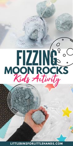 kids are playing with fizziing moon rocks and making them look like they're going