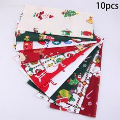 six different christmas themed napkins stacked on top of each other