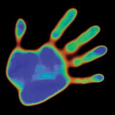 an image of a hand with blue and green colors