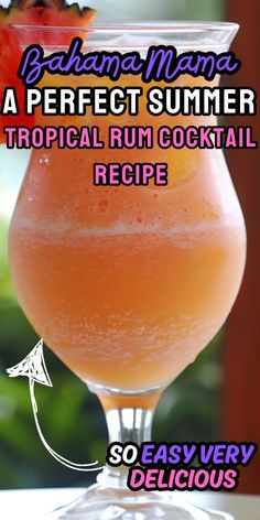 a tropical rum cocktail recipe with text overlay that reads, banana mama a perfect summer tropical rum cocktail recipe so easy very delicious