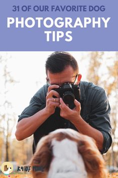 a man taking a photo with his dog