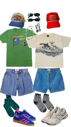 Summer outfit inspiration granola denim shorts eclectic grandpa Grandpa Fashion, Granola Outfits, Eclectic Outfits, 여름 스타일, Funky Outfits, Cameron Diaz, Summer Outfit Inspiration, Swaggy Outfits, Mode Inspo