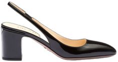 Prada Patent-leather slingback pumps - Black