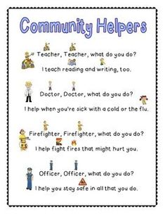 a poster with the words community helpers on it