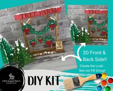 the diy kit is ready to be made into a christmas scene with decorations and paint