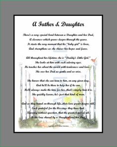 a father and daughter poem in black frame