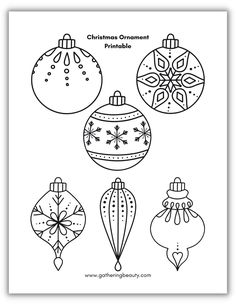 christmas ornament printable coloring page with ornaments in the shape of baubles