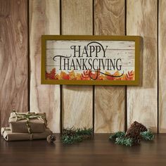 Add a touch of rustic charm to your Thanksgiving decor with the VHC Brands Shiplap Happy Thanksgiving Fall Leaves Wall Sign. Measuring 8x16 inches, this delightful wall decor piece is crafted from durable MDF and features the warm and welcoming phrase Happy Thanksgiving accompanied by beautifully detailed fall leaves. With its country white, pumpkin orange, and dark yellow color palette, this sign captures the vibrant hues of autumn, creating a cozy and inviting atmosphere in any space. The digi Thanksgiving Sign, Yellow Color Palette, Balloon Valance, Vhc Brands, Color Palette Yellow, Holiday Wall Decor, Thanksgiving Theme, Painted Candles, Entryway Kitchen