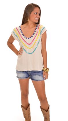 Angie Top, Multi V-neck Top For Summer Outings, Embroidered V-neck Top For Day Out, Summer V-neck Top With Geometric Embroidery, Casual V-neck Blouse With Geometric Embroidery, Bohemian Cotton Tops For Summer Outings, Floral Embroidered V-neck Top With Relaxed Fit, Trendy Sleeveless Tops With Floral Embroidery, V-neck Tops With Floral Embroidery For Vacation, Trendy Floral Embroidery Tops For Beach