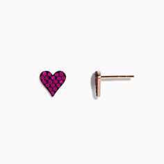 Effy Casino 14K Rose Gold Ruby Heart Stud Earrings Fine Jewelry Rose Gold Heart Earrings For Pierced Ears, Rose Gold Heart-shaped Fine Jewelry Earrings, Rose Gold Heart Charm Earrings For Valentine's Day, Rose Gold Heart Earrings, Valentine's Day Rose Gold Heart Charm Earrings, Rose Gold 14k Gold Heart Cut Earrings, Rose Gold Heart Cut 14k Gold Earrings, Rose Gold Heart Earrings Fine Jewelry, Rose Gold Pierced Earrings For Valentine's Day