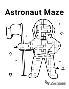 the astronaut maze is holding a flag