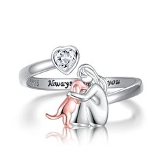 a couple's engagement ring with the words always you and a heart shaped diamond