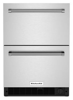 the kitchen appliance is stainless steel and has two drawers that are both built into each other