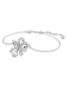 Swarovski Volta Crystal Bow Link Bracelet in Rhodium Plated Coquette Jewelry, Jewelry Plate, Link Bracelets, Rhodium Plated, Silver Plate, Jewelry Accessories, Pick Up, In Store, Buy Online