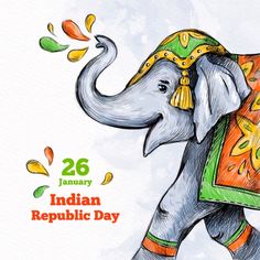 an elephant with a bag on its back in front of the words rudraum