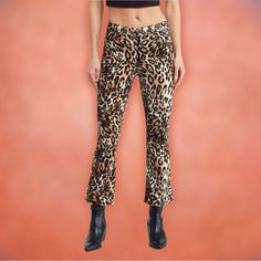 Brand New With Tags Brown Leopard Print Size 24 Brand New Still In All Original Packaging With Tags Attached Size Info If Between Sizes; Order One Size Up. 23=000, 24=00, 25=0, 26=2, 27=4, 28=6, 29=8, 30=10, 31=10-12, 32=12-14. Details & Care A Pretty Print Enriches High-Waisted Cropped Pants Cut In A Kicky Flare-Leg Silhouette. Zip Fly With Button Closure Five-Pocket Style 54% Cotton, 35% Modal, 8% Elastomultiester, 3% Polyurethane Machine Wash, Tumble Dry Imported Model Stats: 5'10" Height, 32 High Waisted Cropped Pants, Crop Flare, Flare Leg Pants, Black Turtleneck, Cropped Flares, Brown Leopard, Pretty Prints, Costume Ideas, Cropped Pants