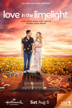 the poster for love in the linelight shows a man and woman standing on top of a